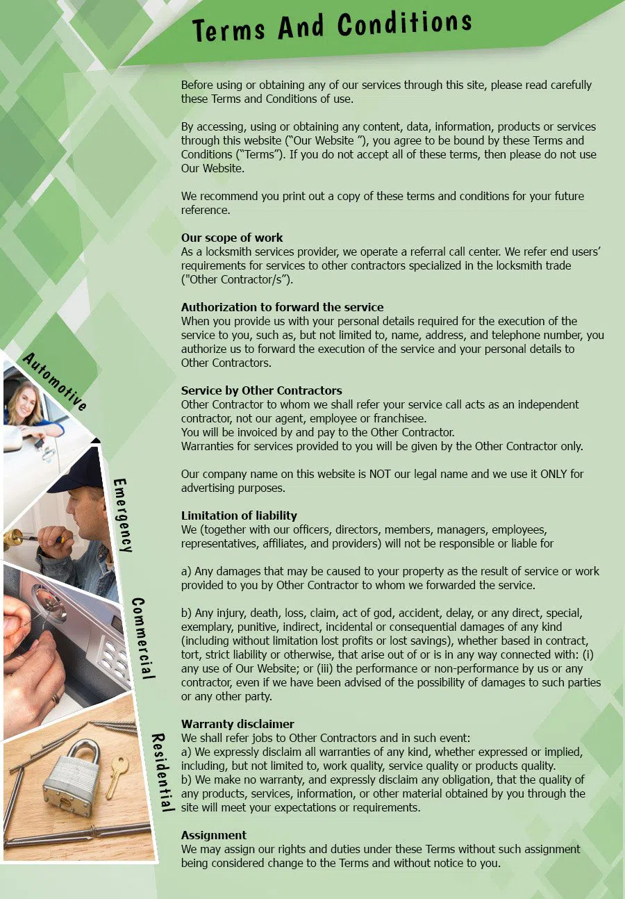 Bradenton City Locksmith Bradenton, FL 941-467-3487 - TermsAndConditions-2